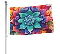 Bandiera floreale con mandala astratto, 60 x 90 cm, double-face, in poliestere, con occhielli in metallo, resistente allo sbiadimento, leggera, per cortile, balcone, prato, feste, decorazione esterna