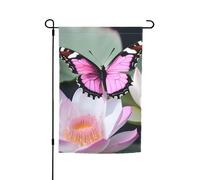Bandiera floreale da giardino con farfalla rosa, 1 stampa, 30,5 x 45,7 cm, per tutte le stagioni, decorazione per esterni, spessa, per prati