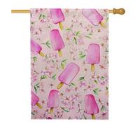 Bandiera floreale da giardino con gelato alla pesca primaverile ed estate, striscione decorativo in iuta su entrambi i lati, decorazione per esterni per feste e vacanze, 71 x 101 cm