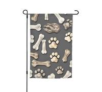 Bandiera floreale da giardino con impronte di ossa di cane, 30,5 x 45,7 cm, per tutte le stagioni, decorazione da cortile per esterni, spessa per prati