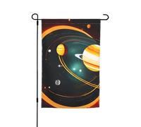Bandiera floreale da giardino con stampa di Giove Saturno del sistema solare, 30,5 x 45,7 cm, per tutte le stagioni, decorazione per esterni, spessa, per prati