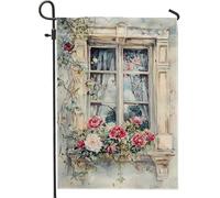 Bandiera floreale da giardino, peonia pesca, decorazione per finestre, striscione da giardino, su entrambi i lati, in tela, decorazione per prato all'aperto, 30,5 x 45,7 cm