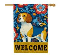Bandiera floreale da giardino per cani, decorazione per la casa con beagle blu, bandiera colorata su entrambi i lati per primavera estate, decorazione per prato all'aperto, 71 x 101 cm