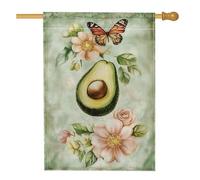 Bandiera floreale da giardino primaverile ed estate avocado farfalla banner botanico verde per la decorazione di esterni tela di iuta double face decorazione cortile casa vacanza