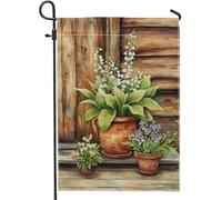 Bandiera floreale da giardino primaverile ed estate, giglio bianco verde piante Hosta decorazione per la casa o il cortile, in tessuto su entrambi i lati, decorazione per prato esterno 30,5 x 45,7 cm
