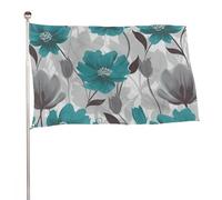 Bandiera floreale grigio e bianca color foglia di tè, 119,4 x 177,8 cm, stampa su entrambi i lati, bandiera decorativa da giardino, non sbiadisce, con occhielli in ottone, sfondo fotografico da