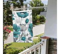 Bandiera floreale grigio e bianco, 0,6 x 0,9 m, per interni ed esterni, primavera, estate, autunno, inverno, da giardino, con occhiello, verticale, su entrambi i lati, per decorazioni da cortile