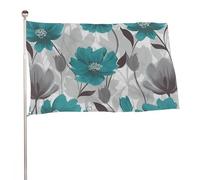 Bandiera floreale grigio e bianco foglia di tè, 61 x 88,9 cm, stampa su entrambi i lati, bandiera decorativa da giardino, non sbiadisce, con occhielli in ottone da appendere, sfondo fotografico per