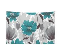 Bandiera floreale grigio e bianco verde acqua 89 x 150 cm non sbiadisce bandiera di benvenuto giardino cortile casa bandiere decorative giardino cortile cartello interno esterno banner festa