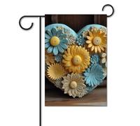 Bandiera floreale in stile intagliato in legno, 30,5 x 45,7 cm, bandiere per esterni, divertente bandiera per feste, bandiere da giardino stampate su entrambi i lati, bandiera di benvenuto all'esterno