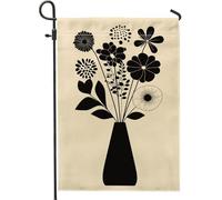 Bandiera floreale primaverile da giardino, beige vintage vaso di fiori decorazione per esterni, bandiera su entrambi i lati in iuta per cortile, decorazione per casa e giardino, 30,5 x 45,7 cm