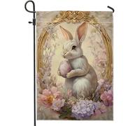 Bandiera floreale primaverile da giardino con coniglio, decorazione per esterni, bandiera su entrambi i lati, decorazione pasquale per casa e giardino, 30,5 x 45,7 cm