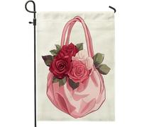 Bandiera floreale primaverile da giardino, con rose di pesca, decorazione per esterni, bandiera da cortile in iuta su entrambi i lati, per la decorazione della casa e delle feste, 30,5 x 45,7 cm