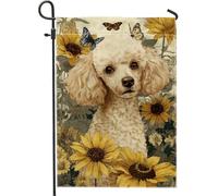 Bandiera floreale primaverile da giardino, girasoli gialli farfalla decorazione per la casa banner in iuta su entrambi i lati, decorazione estiva per cortile all'aperto, prato, feste, vacanze, 30,5 x