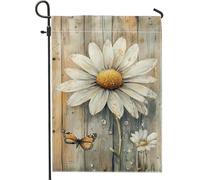 Bandiera floreale primaverile da giardino, margherita bianca, decorazione per cortile, decorazione rustica su entrambi i lati, 30,5 x 45,7 cm