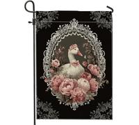 Bandiera floreale primaverile da giardino, peonia pesca anatra decorazione per la casa, bandiera su entrambi i lati in iuta da cortile per vacanze all'aperto decorazione prato 30,5 x 45,7 cm