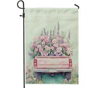 Bandiera floreale primaverile da giardino, pick-up con pesche, decorazione per cortile, bandiere da giardino su entrambi i lati, per decorazione esterna del prato, 30,5 x 45,7 cm