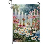 Bandiera floreale primaverile estiva da giardino, farfalle colorate e fiori, decorazione per esterni, bandiera da cortile in iuta su entrambi i lati, per feste di vacanza, decorazione per prato, 30,5