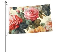 Bandiera floreale vintage da 0,8 x 0,9 m, stampa su entrambi i lati, bandiere da giardino, bandiera da cortile per esterni, bandiere per vacanze, banner regalo con occhielli sfondo fotografico per
