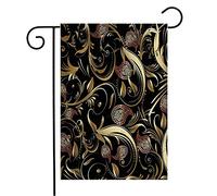 Bandiera Flower Black Flowers Pattern Wrapping Seamless Vintage Flourish Shadow Ornament Decorazione Bandiera Della Brezza, Per Eventi, Celebrazioni, 30x45cm