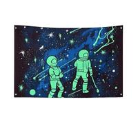 Bandiera fluorescente al buio, 119,4 x 177,8 cm, non sbiadisce, bandiera di benvenuto da giardino, cortile, casa, cartello decorativo per interni ed esterni, striscione per feste e decorazioni per la