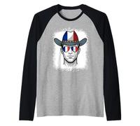 Bandiera Francese Cappello da Cowboy Occhiali da Sole National Pride Maglia con Maniche Raglan