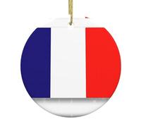 Bandiera francese da appendere per Natale, decorazione da appendere, idea regalo con incubo prima, ornamenti in ceramica rotondi