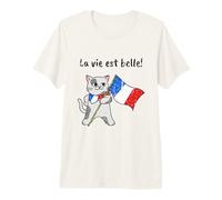Bandiera Francese e Gatto | La Vie EST Belle! Maglietta Premium