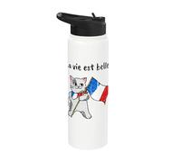 Bandiera francese e gatto | La vie est belle! Stainless Steel Insulated Water Bottle