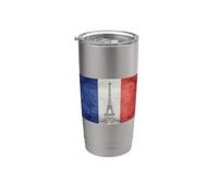 Bandiera francese stile vintage cartolina con Torre Eiffel Bicchiere termico in acciaio inox doppia parete