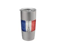 Bandiera francese stile vintage cartolina con Torre Eiffel Bicchiere termico in acciaio inox doppia parete