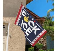 Bandiera Fuck Ice 4x6, arazzo con bandiera a forma di striscione, a sostegno degli immigrati, per decorare il cortile, senza asta portabandiera.