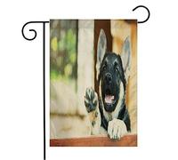 Bandiera Fun Friend Close East Puppy German Little Shepherd Easteuropean Animals Young Wildlife Up Rinforzata Stagione Bandiera, Per Balcone, Celebrazioni, 30x45cm