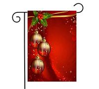 Bandiera Fun Glimmered Three Ball Evergreen On Object Holly Postal Season Holiday Red Christmas Holidays Decorazione Bandiera Di Benvenuto, Per Giardino, Eventi, 30x45cm