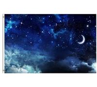 Bandiera Galaxy Space Milky Way Stars Glowing Nebula Night Moon Bandiera Militare 2 Occhielli Metallici Colori Vivaci Striscione All'Aperto, Per All'Aperto Al Coperto, Giardino, Eventi, 90x150cm