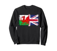 Bandiera Gallese e Union Jack per Orgoglio Galles o Wales UK Felpa