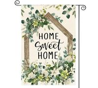 Bandiera Garden Home Sweet Home Spring Flower Eucalyptus Flowers Seasonal Welcome Con 2 Occhielli Bandiera Pace Resistente Alle Intemperie Bandiere Giardino Per Prato Vacanza 12X18 Inch