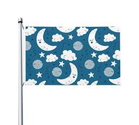 Bandiera Garden Lovely Moon Star And Cloud Seamless Pattern Robuste Bandiera Verticale Garden Resistente Alle Intemperie Bandiere Giardino Per Balcone La Casa Camere 3X5 Ft
