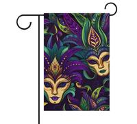 Bandiera Garden Mardi And Gras Masks Pattern Robuste Bandieradacortile Con 2 Occhielli Decorazioni Da Esterno Per Celebrazioni All'Aperto Balcone 12X18 Inch