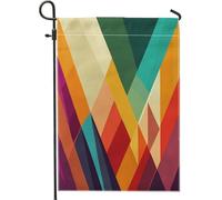 Bandiera geometrica astratta multicolore da giardino, autunno inverno colorato cortile fla, design artistico moderno decorazione da giardino Fla per esterno festa festa Display 30,5 x 45,7 cm
