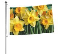 Bandiera gialla con narcisi e fiori, stampa su entrambi i lati, bandiera da giardino per esterni, bandiere per vacanze, banner regalo con occhielli sfondo fotografico per interni ed esterni