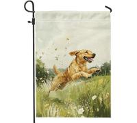 Bandiera gialla da giardino per cani da laboratorio primaverile ed estiva, bandiera decorativa per la casa, bandiera da giardino per esterni a doppia faccia per gli amanti degli animali, decorazione