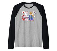 Bandiera Giappone Corea del Sud Radici Giapponese-Coreane Maglia con Maniche Raglan