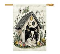 Bandiera giapponese primaverile per la casa del cane, 71,1 x 101,2 cm, double-face, decorativa, divertente bandiera per cani con fiori, per cortili, cortili, cortili, prati