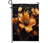 bandiera giardino primavera pittura a olio artistico floreale bella pianta foglie arancione nero lino segno decorazione decorazione casa decorazione parete esterno patio giardino interno Premium