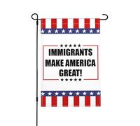 Bandiera "Gli immigrati rendono grande l'America" 12,5x18 Bandiere da giardino per la protesta contro l'ICE contro gli immigrati, bifacciali, in tela di iuta, per esterni, decorazioni per il gia