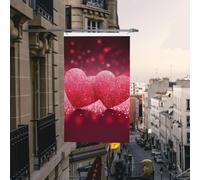 Bandiera glitterata a forma di cuore rosso, 0,9 x 1,5 m, bandiere da giardino resistenti con occhielli, bandiere decorative da cortile, grande striscione per feste esterne e interni, decorazione per