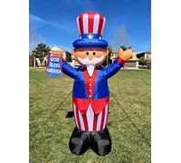 Bandiera gonfiabile per il giorno dell'indipendenza patriottica, altezza 1,8 m, con scritta in lingua inglese "Uncle Sam" e God Bless America BZB Goods