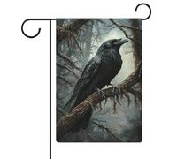 Bandiera gotica con corvo nero su ramo bandiera da giardino casa cortile esterno bandiera stagionale in iuta doppia faccia 30,5 x 45,7 cm