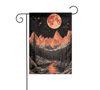 Bandiera gotica da giardino con cielo e montagne, scogliere, luna, 30 x 45 cm, verticale, double face, decorazione per casa colonica, vacanze, esterni, bandiera da cortile